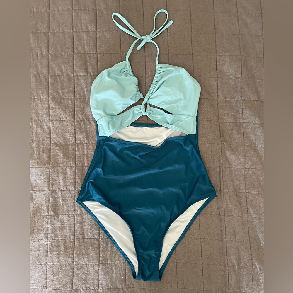 Cupshe Teal and Light Blue One Piece Swimsuit